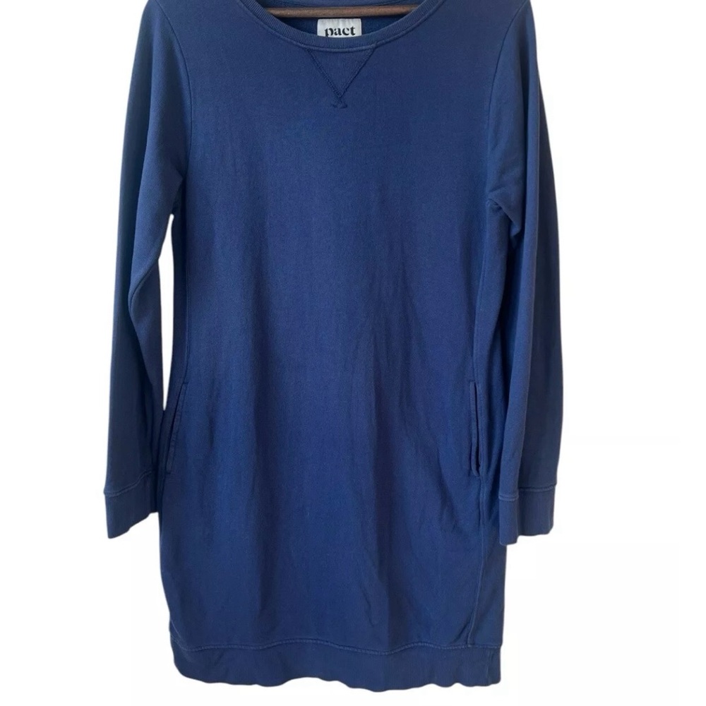 Pact Organic Cotton Downtime Sweatshirt Dress Navy Blue - Picture 6 of 6